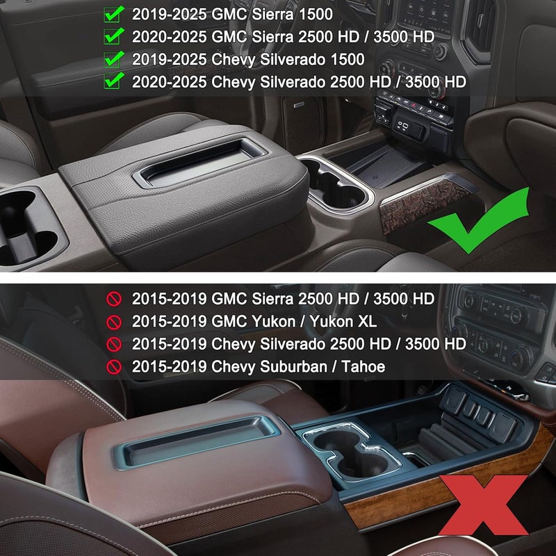 PIMCAR Center Console Organizer Compatible with 2019-2022 Chevy Silverado 1500/GMC Sierra 1500 & 2020-2023 Chevy Silverado/GMC Sierra 2500 HD/3500 HD (Full Console w/Bucket Seats ONLY) Red Trim - Image 3